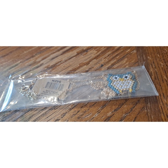 Beaded owl gold plated necklace Natural Life NEW TAG blue gift - Picture 5 of 5